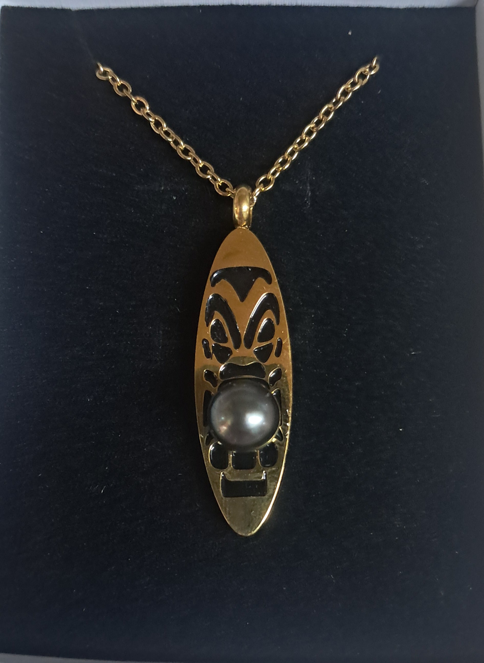 Pendentif inoxydable et perles de culture de Tahiti